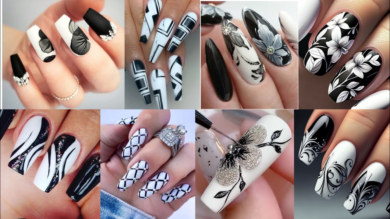 28+ Stunning Floral Nail Art Ideas For Your Manicure 10 Black & White Nail Ideas for Chic Look | Minimalist Black & White Nail Art Inspiration