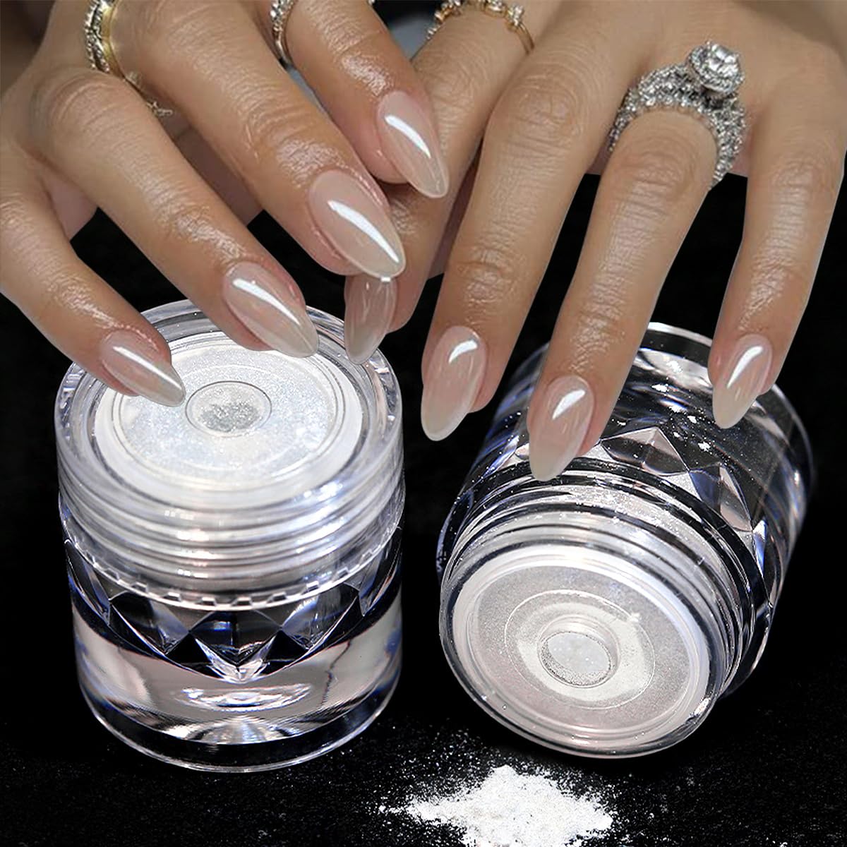 Glazed Donut Nails The Trend and How To Do It At Home 8 Amazon.com: 2Pcs Moonlight White Chrome Nail Powder, Aurora Pearl Chrome Nail Powder Magic Clear Pearlescent Mirror Effect Holographic Nail Glitter White Shimmer Sugar Pigment Dust for Nails Art Design 1g/Jar : Beauty