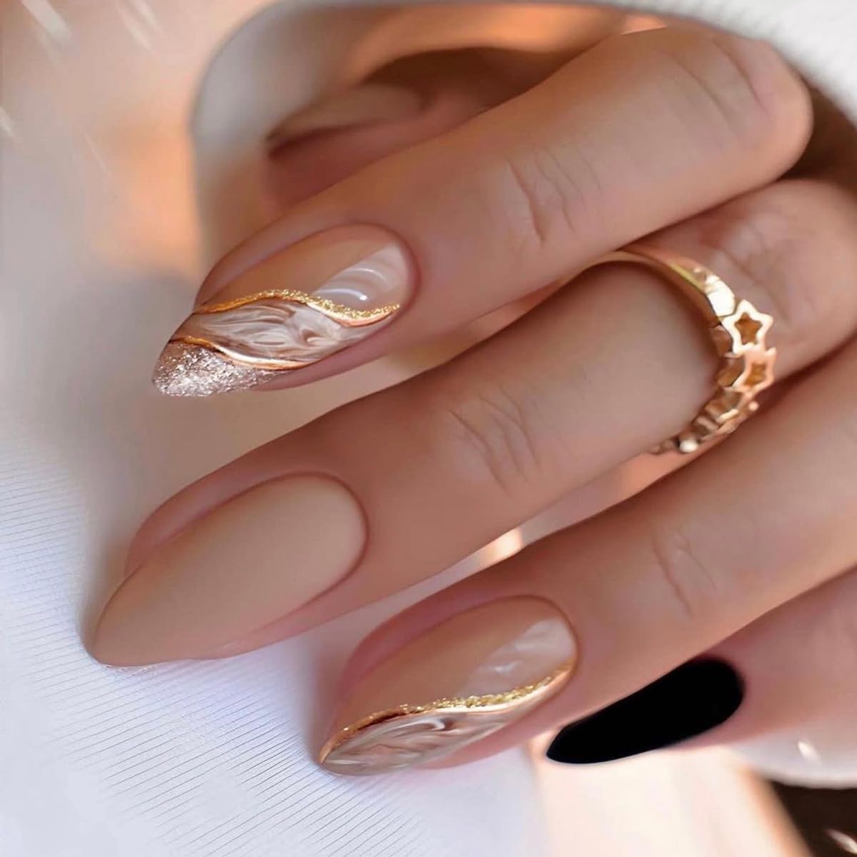 Stunning Gold Foil and Gems Manicure Ideas At Home 7 24PCS Press on Nails Short Long French Tips - Fake Nails, Glue on Nails, Reusable False Nails, Acrylic Stick on Nails for Women and Girls (Gold Line Marble) : Amazon.ca: Beauty &