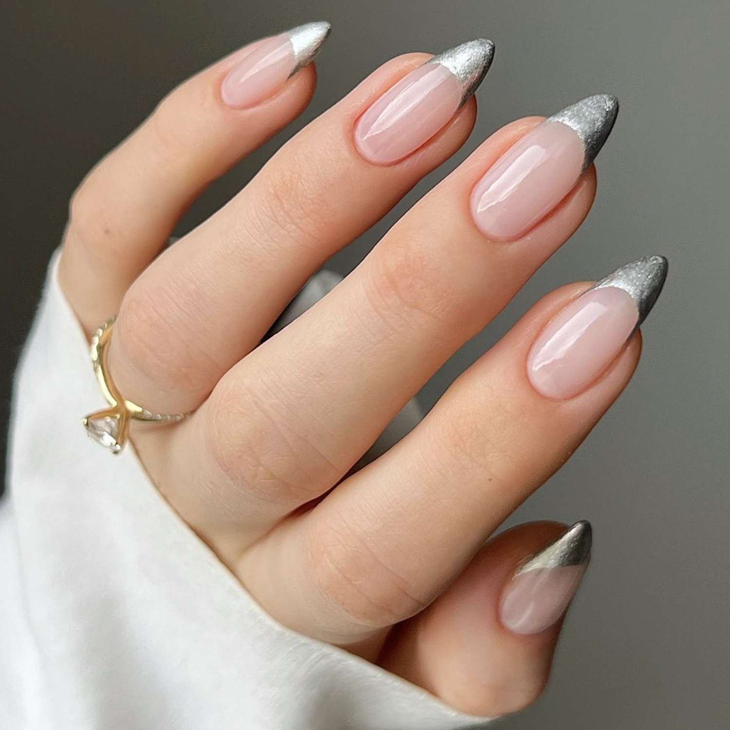 21 Modern French Manicure Ideas For At Home Service 7 22 Silver Chrome Nail Ideas for a Futuristic Manicure